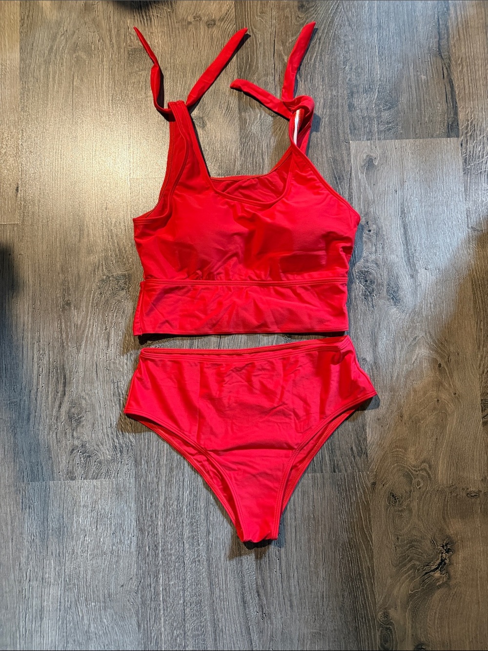 SHEIN Red High Waist Bikini Set